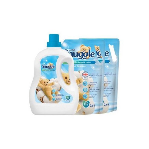 스너글 섬유유연제 허거블 코튼 1.8L + 리필2.6L 2개