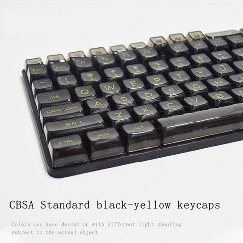 크리스탈 키캡 CBSA 기계식 투명 블랭크 체리 키캡 ABS 프로파일 키 132 백라이트 키보드용, 없음, 1) Black Yellow, 1.Black Yellow