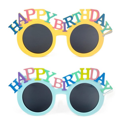파티팡 HAPPY BIRTHDAY 생일 파티 안경 선글라스 2개, 옐로우+블루