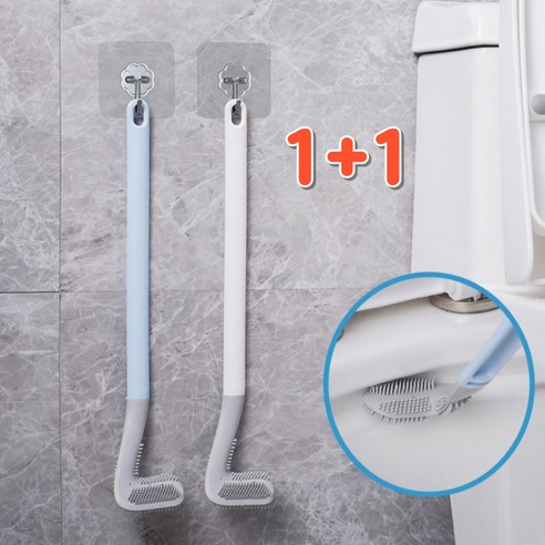 리앤코코 실리콘 변기솔 화장실 청소도구, 2개, 화이트+블루