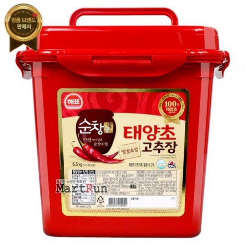 해표 순창궁 태양초 고추장 6.5kg 발효숙성 콩재래된장 양념쌈장 [원산지:상세설명에 표시]오늘출발, (해표) 순창궁 콩재래된장 6.5kg