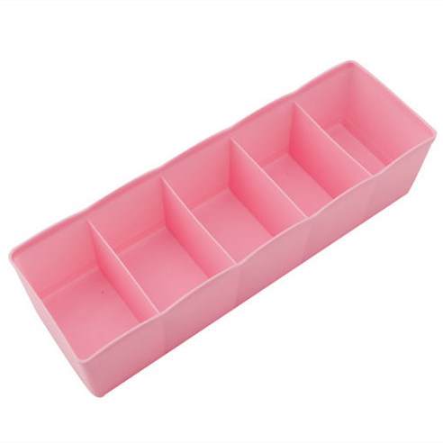 스토리지 주최자 상자 언더웨어 브라스 넥타이 책상 양말 서랍장 옷장 5 셀 플라스틱, 분홍색