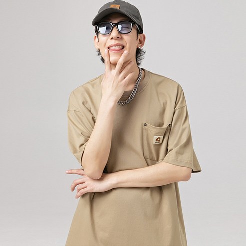 유루 남성용 포켓 패치 오버핏 반팔 티셔츠 K1846 스투시반팔 유루 남성용 포켓 패치 오버핏 반팔 티셔츠 K1846 스투시반팔