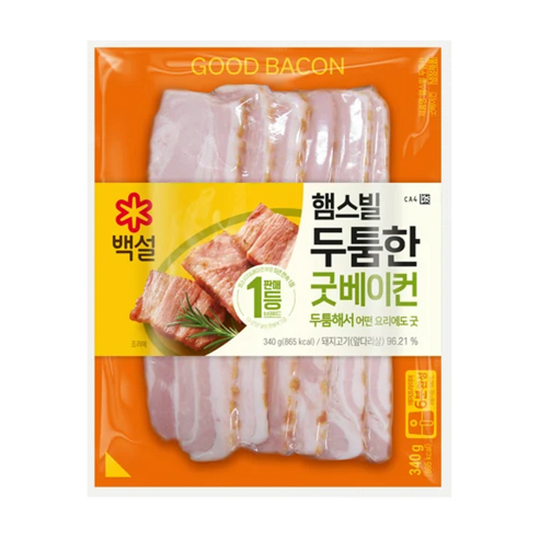 CJ 백설 햄스빌 두툼한 굿베이컨, 340g, 1개