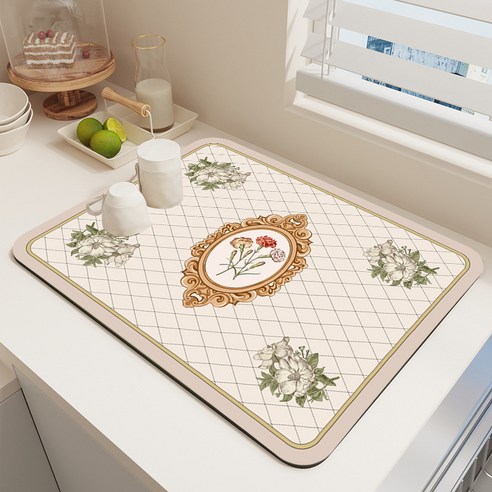 GUDU 주방 규조토 드라잉매트 40*50cm 규조트 설거지 건조 흡수 건조대 식기건조, C, 1개