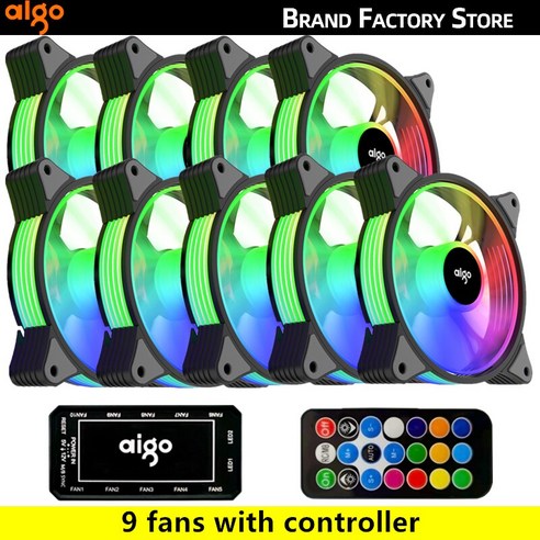 AIGO AR12 PC 컴퓨터 120MM 케이스 팬 RGB 방열판 AURA SYNC SATA 인터페이스 12CM 쿨러 ARGB 사일런트 컨트롤러 냉각, 러시아|9in1