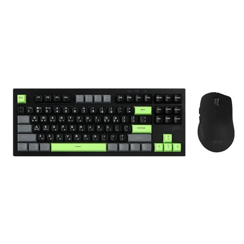지클릭커 오피스프로 WMK50 사일런스 M 무소음 무선 블루투스 87 키보드 마우스 세트 Poker Green, 일반형