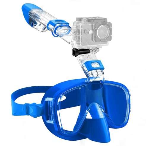 METAVIZ 스노쿨링 물안경 마스크 2in1 프리다이빙/스노클링 장비 세트 MZ-01 [메쉬백 포함 접이식/휴대 편리], 파란