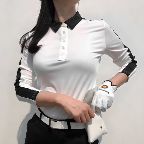 로로얼로이 여성 골프 카라 긴팔 티셔츠 – 사이드 배색 포인트 조이 기능성 로로얼로이 여성 골프 카라 긴팔 티셔츠 – 사이드 배색 포인트 조이 기능성