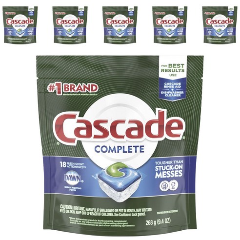 Cascade 컴플리트 액션팩 프레시 식기세척기용세제, 6개, 268g