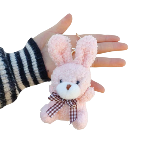 토끼인형 귀여운 키링 가방 장식 키홀더, 핑크, 1개