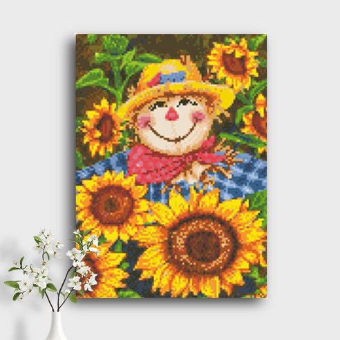 오늘의오브제 DIY 보석십자수 캔버스형 40x30cm, A1_04_해바라기와 허수아비, 1개