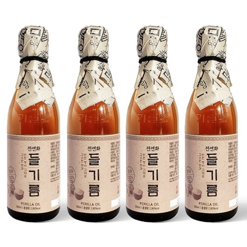 시장쏙 햇빛 전연화 들기름, 350ml, 4개
