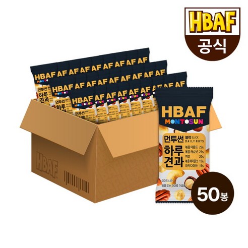 [HBAF] 바프 NEW 먼투썬 하루견과 블랙 50봉 (20g X 50봉), 1kg, 1개