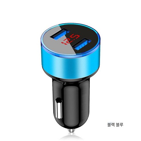 다기능 디스플레이 자동차 충전기 3.1A 듀얼 USB 스마트 폰 충전기 LED 조명, 전압 디스플레이 블랙과 블루 OPP 가방