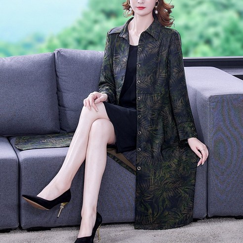 여성 오프 나이 트렌치 코트 2021 가을 겨울 새로운 패션 기질 중간 길이 서양 스타일 무릎 슬리밍 코트