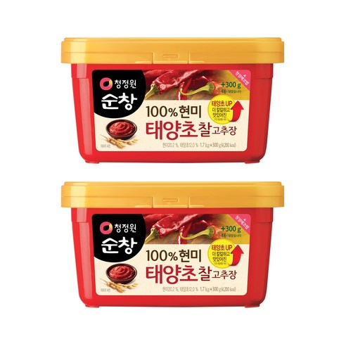 청정원순창 100% 현미 태양초 찰고추장, 2kg, 2개