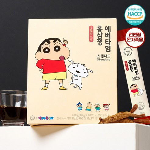 [가족 모두를 위한] 짱구는못말려 려원담 6년근 홍삼정 에버타임 스탠다드 20포 20개입 – 건강기능식품