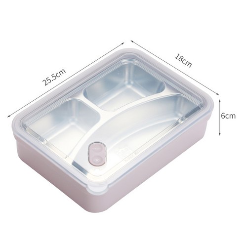 런치박스 배기보온박스 3분격 오피스 런치박스, 1L, 3체크 핑크