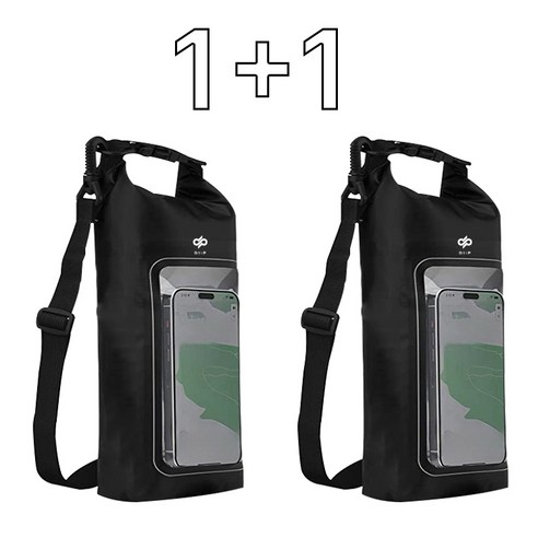 방수가방 드라이백 1+1 스마트폰 핸드폰 방수팩 2L, 2개, 블랙
