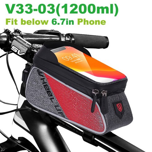 비 방수 자전거 가방 자전거 전면 휴대 전화 홀더 터치 스크린 탑 튜브 사이클링 반사 MTB 액세서리, V33-03, M