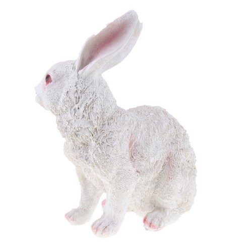 현실적인 토끼 조각 마이크로 풍경 장식 홈 오피스 테이블 장식, 흰색 앉아, 설명, 수지