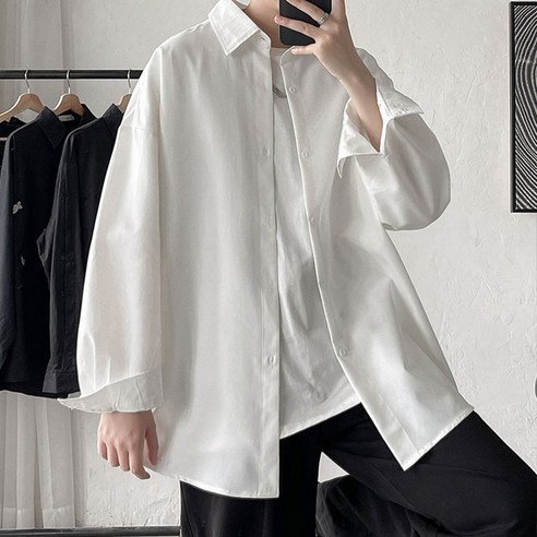 홍콩 스타일 비누 긴팔 셔츠 남성 가을 트렌디 캐주얼 셔츠 유행 다목적 느슨한 대형 사이즈 코트