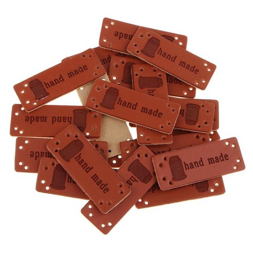 20Pcs PU 가죽 라벨 구멍이있는 수제 라벨 꾸밈 니트 DIY 장식품 의류 청바지 가방 신발 공예품, 002