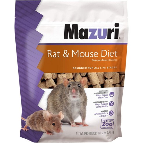 Mazuri | Vegetarian Rat Mouse Diet | Rodent Food| 2 Pound (2 Lb.) Bag, 1개, Multi-colored