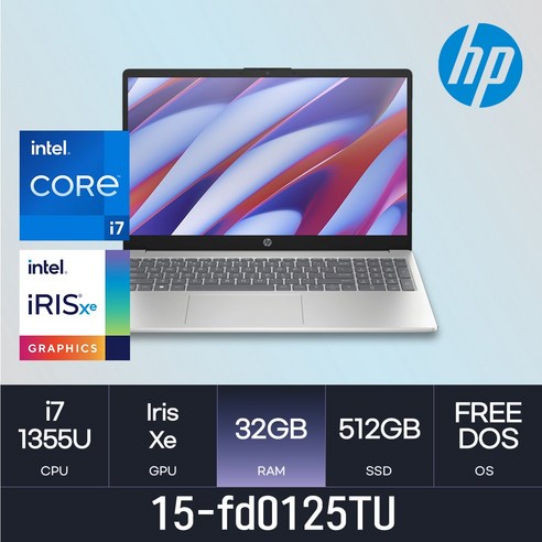 HP 15-fd0125TU, Free DOS, 32GB, 512GB, 코어i7, 실버