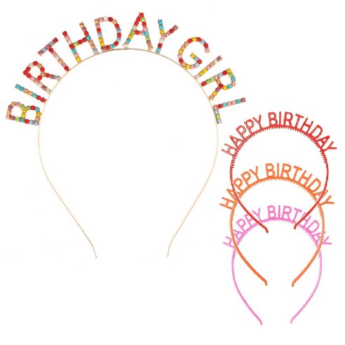 올리브파티 BirthdayGirl 생일파티용품 큐빅 생일머리띠+컬러머리띠3P세트, 레인보우