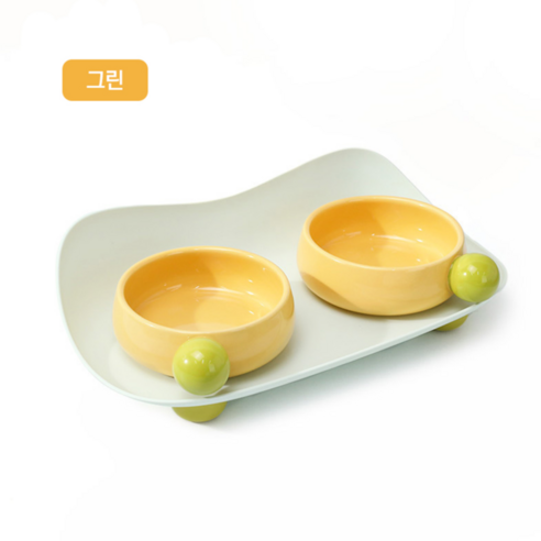 브리사 반려동물 식기 테이블 세라믹 캔디 펫 볼 2구, 그린, 1개