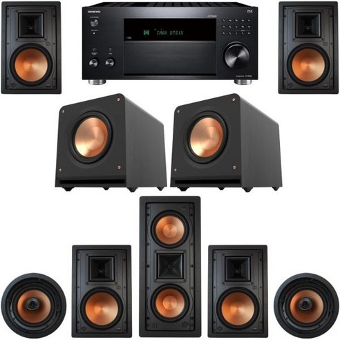 Klipsch 7.2 in-Wall System with 4 R-5800W II 1 R-5502W 2 CDT-5800C RP-1200SW ONKYO-TX-RZ50, Klipsch 7.2 in-Wall System wit 오디오