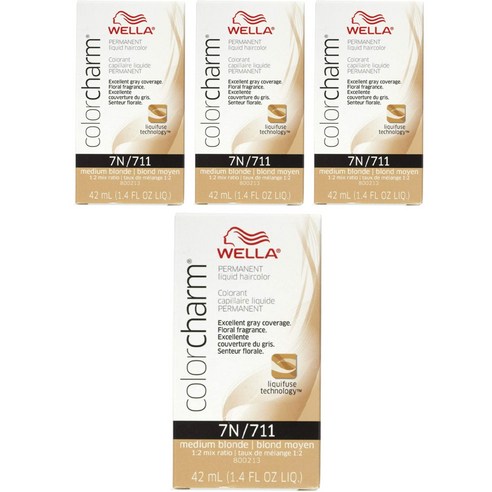웰라 컬러참 퍼머넌트 리퀴드 헤어컬러 42ml, Medium Blonde, 4개