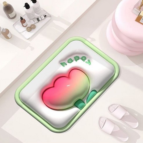 헤드빙 3D 입체 프린팅 발매트 규조토발매트 귀염뽀짝 주방 욕실용, 꽃사탕