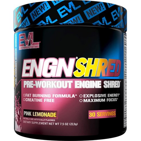 에볼루션 ENGN 쉬레드 운동전 엔진 핑크 레모네이드 7.5 oz (213 g) EVLution Nutrition ENGN Shred, 213g, 1개 아토믹redsterx7 Best Top5