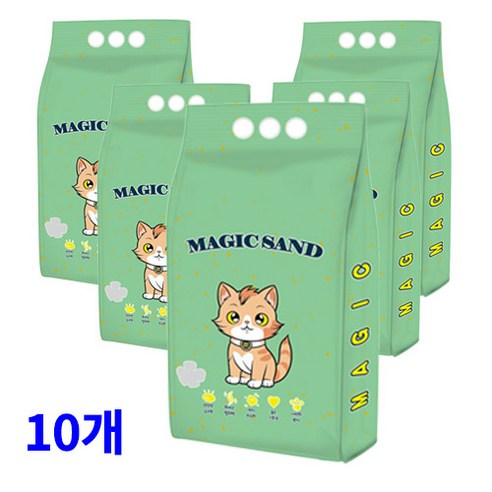메디펫 매직 고양이 두부모래 가는입자, 10L, 10개, 녹차향