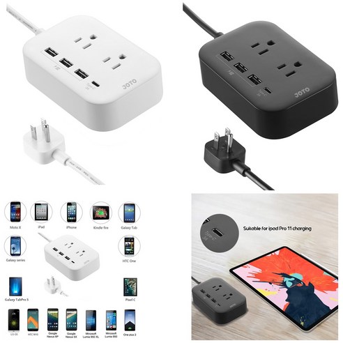 JOTO 2 Outlet Surge Protector Power Strip with USB Smart Charger (4 Port 5V 7.4A)/Type C Charging Po 아웃렛포트 Best Top5