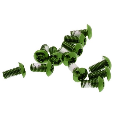 12X MTB 자전거 자전거 자전거 디스크 브레이크 로터 T25 볼트 M5x10mm 나사 너트, {"색상":"녹색"}, {"수건소재":"스틸"}