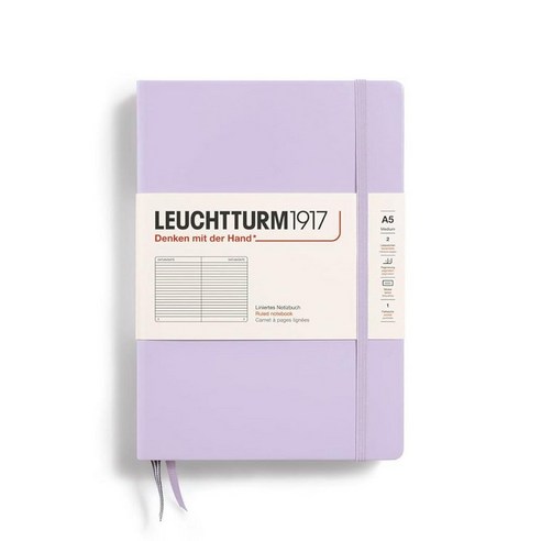 LEUCHTTURM1917 - 노트 하드커버 미디엄 A5-251 필기 및 저널링용 번호가 매겨진 페이지 (라일락 룰드)221130, Ruled, Lilac, Lilac