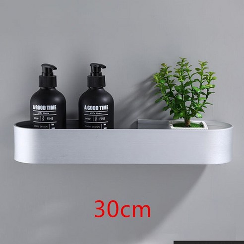 [SW] 30/40/50 cm 벽 선반 샤워 바구니 스토리지 랙 블랙 주방 욕실 선반 수건 바 로브 후크 욕실 액세서리, 하나, 30cm silver