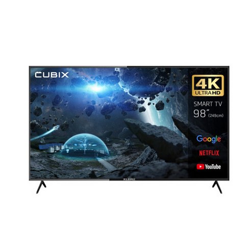 큐빅스 4K UHD LED 스마트 TV 249cm(98인치) 대형티비 구글 안드로이드 11 넷플릭스 유튜브 WIFI 스탠드 벽걸이 기사방문설치, 벽걸이설치, K9801TUS, 방문설치, 벽걸이형