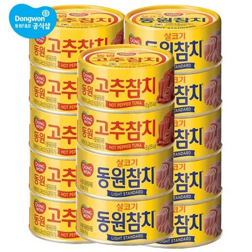 [동원 F&B] [동원] 라이트참치 85g x 7캔 + 고추참치 85g x 7캔, 1세트