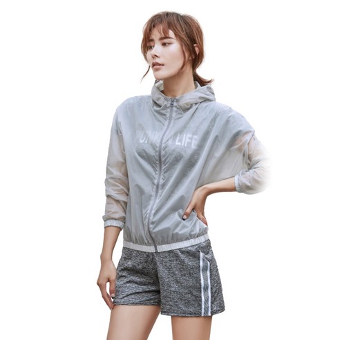 퍼스트레인 여성용 시스루 후드 바람막이 자켓 BA2