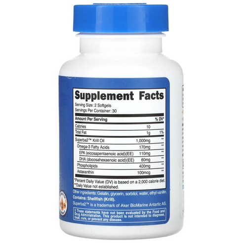 Nutricost 크릴 오일 Krill Oil 1000mg 60소프트젤 3통, 60정, 3개