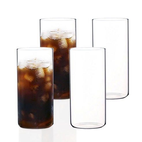 BESTAR 홈카페 투명 내열유리컵 430ml, 4개