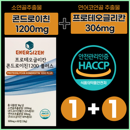 프로테오글리칸식약청인증 600mg 프로테오글리칸 연어코연골 추출물 1+1 (총 2통 120정), 60정