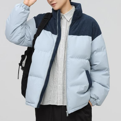CSQHG 남자 숏패딩 하이넥 점퍼 데일리 루즈핏 코르덴 경량 패딩 방한 겨울 패딩 데일리 빅 사이즈 패딩
