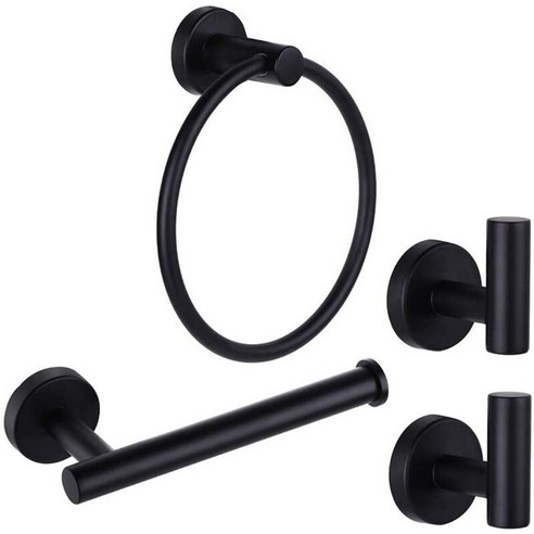 JiLouqi 4 PCS 블랙 욕실 하드웨어 세트 손 타월 링 화장지 홀더 및 액세서리 - 베딩/화장실/기타위생용품 | 쿠팡