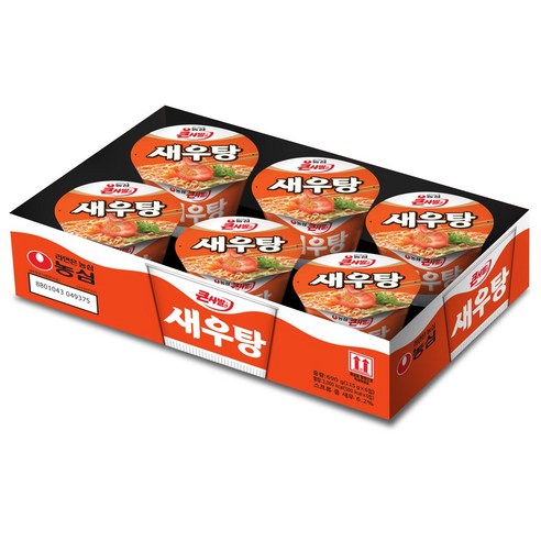 농심 새우탕 큰사발면 115 g, 6개